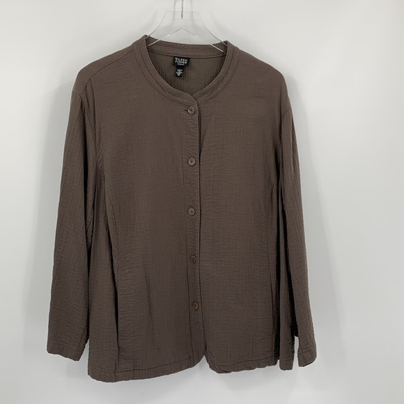 Eileen Fisher Woman cotton blend jacket coat blazer taupe tan brown plus 3X - Picture 1 of 4